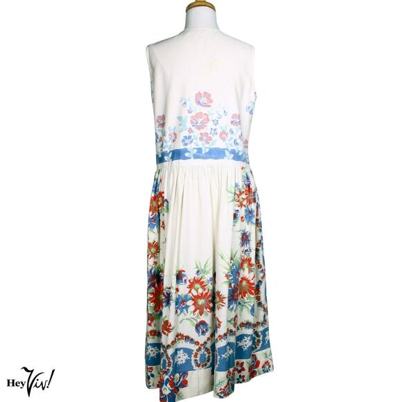 Vintage Kitsch'n Couture Dress Made from Vintage Cotton Tablecloth Sz L -Hey Viv - Picture 4 of 9